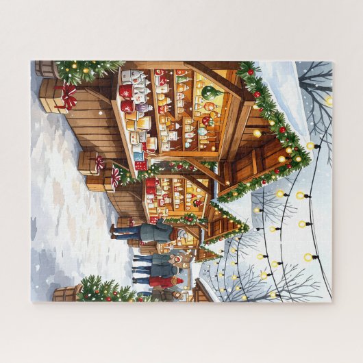 Weihnachtsmarkt mit festlichen Lichtern Puzzle (Horizontal)