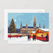 Weihnachtsmarkt Österreich Wien Rathaus Winter Postkarte (Vorne/Hinten)
