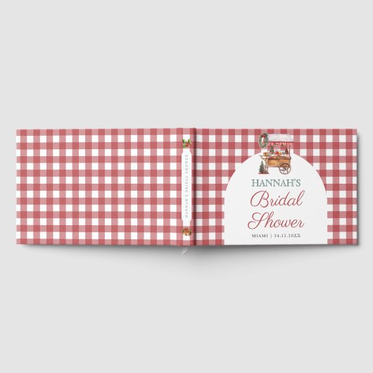 Weihnachtsmarkt Rotes Gingham-Brautparty Gästebuch (Voll)
