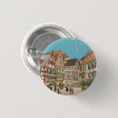 Weihnachtsmarkt Straßburg Frankreich Retro inspiri Button (Vorne & Hinten)