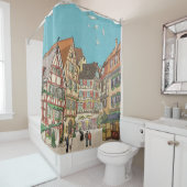 Weihnachtsmarkt Straßburg Frankreich Retro inspiri Duschvorhang (Beispiel)
