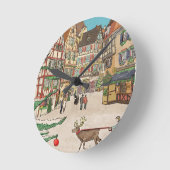 Weihnachtsmarkt Straßburg Frankreich Retro inspiri Runde Wanduhr (Winkel)