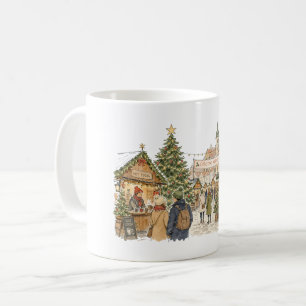 Weihnachtsmarkt Szene für Weihnachtseinkaufs-Liebh Kaffeetasse