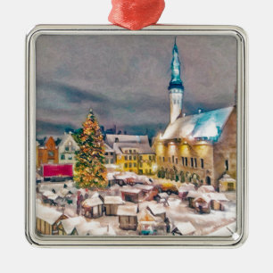Weihnachtsmarkt Tallinns Estland Silbernes Ornament