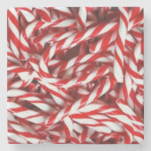 Weihnachtsmarmor Stone Untersetzer, Candy Cane Steinuntersetzer (Vorderseite)