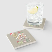 Weihnachtsmarmor Stone Untersetzer, Gingerbread Ma Steinuntersetzer (Seitenansicht)