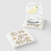 Weihnachtsmarmor Stone Untersetzer, Gingerbread Ma Steinuntersetzer (Seitenansicht)