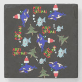 Weihnachtsmarmor Stone Untersetzer, Haifisch Steinuntersetzer (Vorderseite)