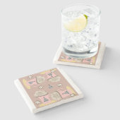 Weihnachtsmarmor Stone Untersetzer, Kaffee Cappucc Steinuntersetzer (Seitenansicht)