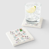 Weihnachtsmarmor Stone Untersetzer, Pinguin Snowma Steinuntersetzer (Seitenansicht)