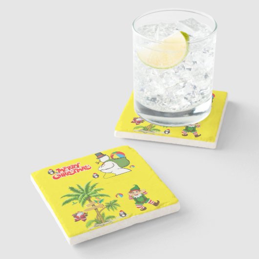 Weihnachtsmarmor Stone Untersetzer, Summer Beach S Steinuntersetzer (Seitenansicht)