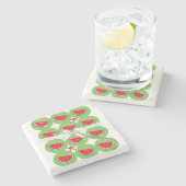Weihnachtsmarmor Stone Untersetzer, Watermelon Bow Steinuntersetzer (Seitenansicht)