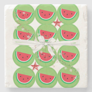 Weihnachtsmarmor Stone Untersetzer, Watermelon Bow Steinuntersetzer