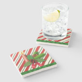 Weihnachtsmarmor Stone Untersetzer, Weihnachtskerz Steinuntersetzer (Seitenansicht)