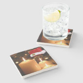 Weihnachtsmarmor Stone Untersetzer, Weihnachtskerz Steinuntersetzer (Seitenansicht)