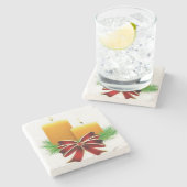 Weihnachtsmarmor Stone Untersetzer, Weihnachtskerz Steinuntersetzer (Seitenansicht)