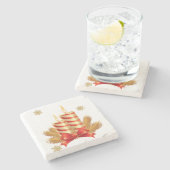 Weihnachtsmarmor Stone Untersetzer, Weihnachtskerz Steinuntersetzer (Seitenansicht)