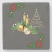 Weihnachtsmarmor Stone Untersetzer, Weihnachtskerz Steinuntersetzer (Vorderseite)