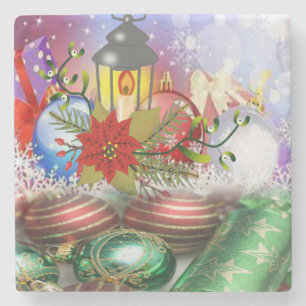 Weihnachtsmarmor Stone Untersetzer, Weihnachtskerz Steinuntersetzer