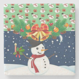 Weihnachtsmarmorsteinuntersetzer, Schneemann Steinuntersetzer