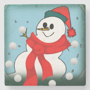 Weihnachtsmarmorsteinuntersetzer, Schneemann Steinuntersetzer