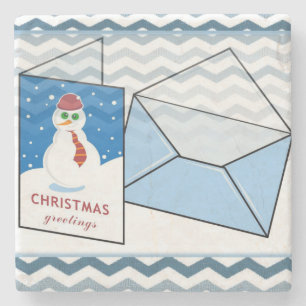 Weihnachtsmarmorsteinuntersetzer, Schneemann Steinuntersetzer