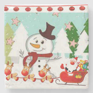 Weihnachtsmarmorsteinuntersetzer, Schneemann Steinuntersetzer