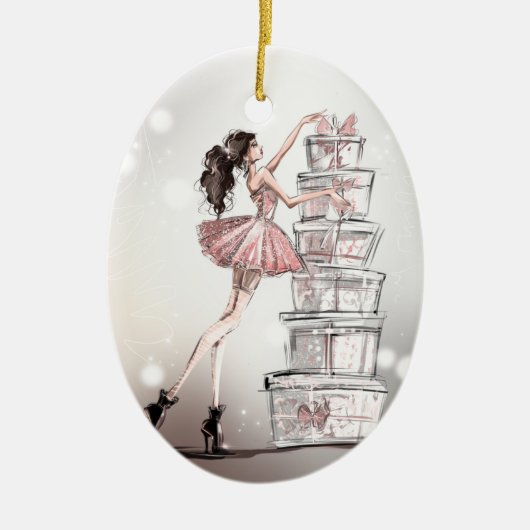 Weihnachtsmashion Illustration Keramik Ornament (Vorne)