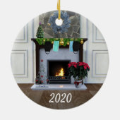 Weihnachtsmaske Feuerplatz Covid Funny 2020 Keramik Ornament (Hinten)