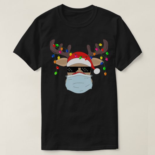 Weihnachtsmaske niedlich Rudolph Rentier Maske Shi T-Shirt (Design vorne)