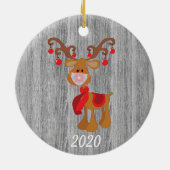 Weihnachtsmaske Rudolph Reindeer 2020 Holz Keramik Ornament (Hinten)