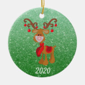 Weihnachtsmaske Rudolph Reindeer 2020 Keramik Ornament (Vorne)