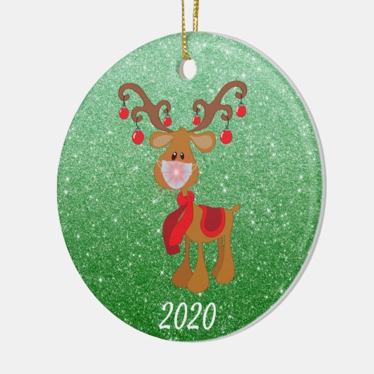 Weihnachtsmaske Rudolph Reindeer 2020 Keramik Ornament (Links)