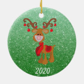 Weihnachtsmaske Rudolph Reindeer 2020 Keramik Ornament (Hinten)