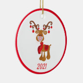 Weihnachtsmaske Rudolph Reindeer 2021 Keramik Ornament (Rechts)
