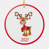 Weihnachtsmaske Rudolph Reindeer 2021 Keramik Ornament (Hinten)