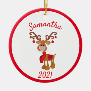 Weihnachtsmaske Rudolph Reindeer 2021 Keramik Ornament