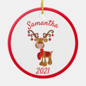 Weihnachtsmaske Rudolph Reindeer 2021 Keramik Ornament (Hinten)