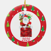 Weihnachtsmaske Santa Niedlich 2020 Keramik Ornament (Hinten)