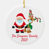 Weihnachtsmaske Santa Reindeer 2021 Custom Keramik Ornament (Hinten)