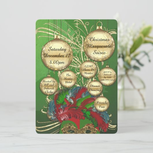 Weihnachtsmasquerade Soiree Einladung (Stehend Vorderseite)