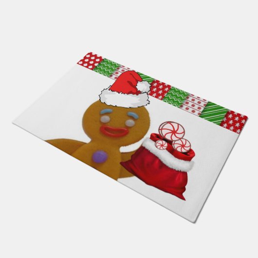 Weihnachtsmatte, Lebkuchenmann Fußmatte (Schrägansicht)