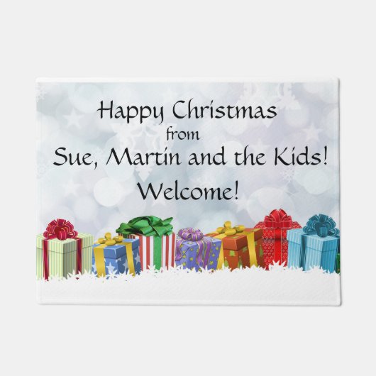 Weihnachtsmatte. Personalisierbar. Familiennamen. Fußmatte (Vorderseite)