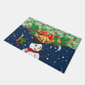 Weihnachtsmatte, Schneemann Fußmatte (Schrägansicht)