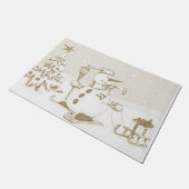 Weihnachtsmatte, Schneemann Fußmatte (Schrägansicht)