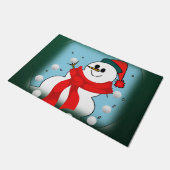 Weihnachtsmatte, Schneemann Fußmatte (Schrägansicht)