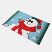 Weihnachtsmatte, Schneemann Fußmatte (Schrägansicht)