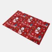 Weihnachtsmatte, Schneemann Fußmatte (Schrägansicht)