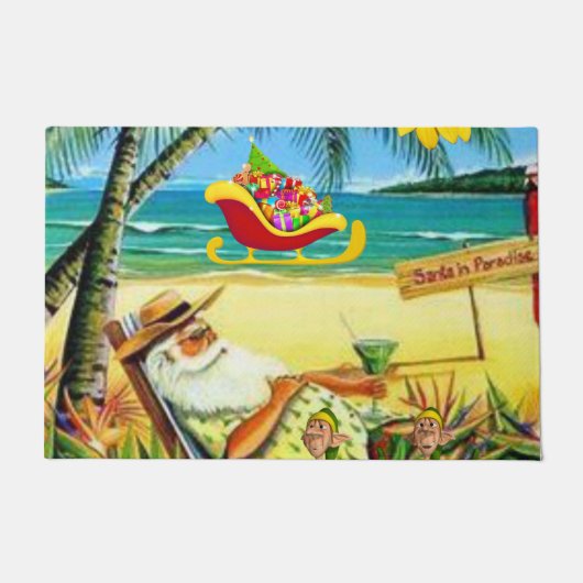 Weihnachtsmatte, Summer Beach Bum Santa Fußmatte (Vorderseite)
