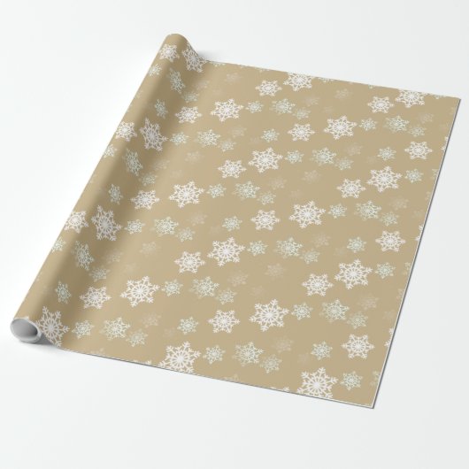 Weihnachtsmattgoldschnee-Flocken Geschenkpapier (Ungerollt)